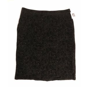 Anne Klein Jacquard Paisley Black Skirt Size Large